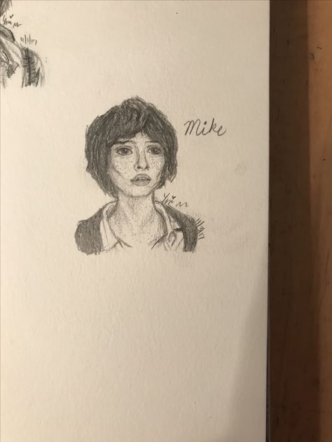 Okay soooooo... I don’t like this one as much (his eyes are too big. Why did I do this so tiny... why do I do this to myself...). But anyway, here’s my fabulous favorite Finn Wolfhard as Mike Wheeler! Finn Wolfhard Drawing Easy, Mike Drawings Stranger Things, Finn Wolfhard Drawing, How To Draw Finn Wolfhard, Mike Wheeler Drawing, How To Draw Eleven From Stranger Things, Art Sketches Stranger Things, Will Drawing Stranger Things, Mike Sketch Stranger Things