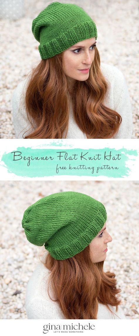 Flat Needle Knitting Patterns, Slouchy Beanie Knit Pattern Free Easy, Knitting Toque Pattern Free, Flat Hat Knitting Pattern, Hat Knitting Patterns Free Women, Free Knit Slouchy Hat Pattern, Free Pattern Knitting Hat, Free Slouchy Hat Knitting Pattern, Free Flat Knit Hat Patterns