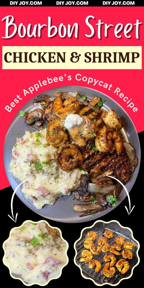 Burbon Chicken And Shrimp Applebees Recipe, Applebee's Copycat Recipe, Applebees Bourbon Street Steak Recipe, Bourbon Street Chicken Applebees, Applebees Bourbon Street Chicken And Shrimp Recipe, Applebee's Bourbon Chicken And Shrimp, Copycat Bourbon Street Chicken, Applebees Chicken And Shrimp, Applebee’s Recipes