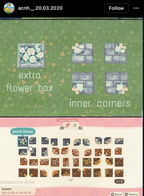 Flower Box Design, Acnh Path, Acnh Paths, Flower Box, Flower Boxes, Box Design, Animal Crossing, Pattern Design, Custom Design