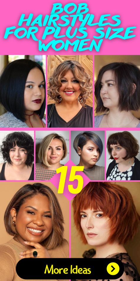 15 Flattering Hairstyle Ideas for Women Over 50 Double Chin Haircuts Plus Size Hairstyles, Heavy Women Hairstyles, Bob Haircuts For Round Face Plus Size, Bobs For Chubby Faces, Shoulder Length Hair For Square Face, Hair Styles For Full Face Women, Short Hair For Double Chin, Hairstyles For Square Faces Over 50, Haircut For Fat Woman