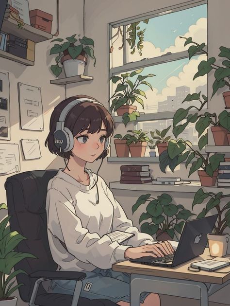 Room Window Plants, Skills To Learn At Home, Useful Skills To Learn, Study Art Anime, At Home Aesthetic, Useful Skills, Lofi Girl, Journey Of Growth, Window Plants