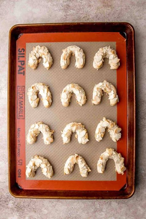 Almond Horns, Easy Granola Bars, Crescent Cookies, Easy Granola, Dessert Platter, Dipped In Chocolate, Almond Paste, Almond Flavor, Pastry Brushes