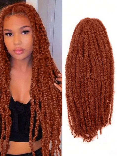 Redwood  Collar  Polyester  Hair Bulk Without Weft Embellished   Wigs & Accs Copper Crochet Hair, Brown Marley Twists, Ashanti Braids, Marley Hair Crochet, Faux Locs Marley Hair, Marley Braiding Hair, Marley Twist Hairstyles, Braid Extensions, Marley Braids