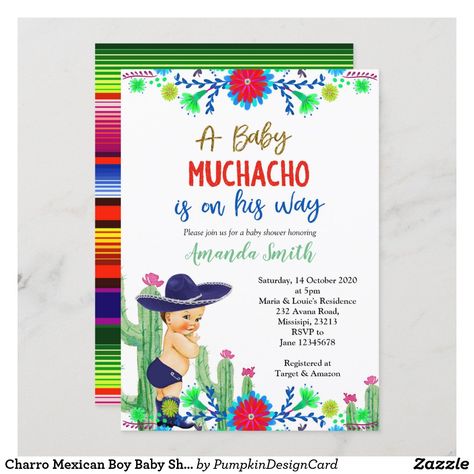 Charro Mexican Boy Baby Shower Invitation Baby Shower Mexicano, Fiesta Baby Shower Invitations, Mexican Baby Shower, Mexican Babies, Custom Baby Shower Invitations, Boho Baby Shower Invitations, Baby Shower Invitation Cards, Woodland Baby Shower Invitations, Fiesta Baby Shower