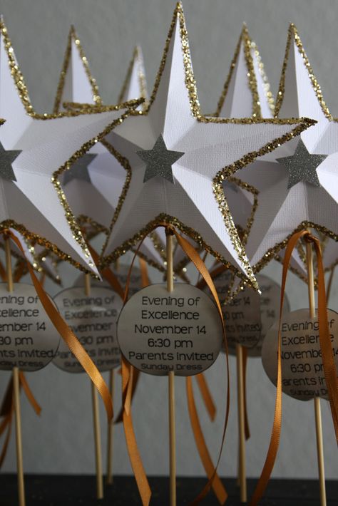 Star invites. Night To Shine, Banquet Centerpieces, Star Centerpieces, Arise And Shine, Activity Day Girls, Yw Activities, Star Theme, Award Ideas, Awards Party