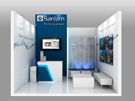 Sanlam Exhibition Stand For COP 17 - Front View by XZIBIT`S "EYE LOVE CANDY", via Flickr Small Booth Design, Stand Modular, Booth Design Exhibition, Small Booth, Trade Exhibition, Stand Feria, Exhibition Stall Design, Exhibition Stall, Showroom Interior Design