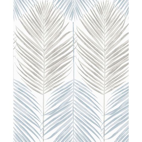 Nextwall Palm Silhouette Floral Wallpaper & Reviews | Perigold Wallpaper In Blue, Coastal Wallpaper, Palm Wallpaper, Blue Fern, Botanical Beauty, Coastal Blue, Complimentary Colors, Grey Wallpaper, Burke Decor