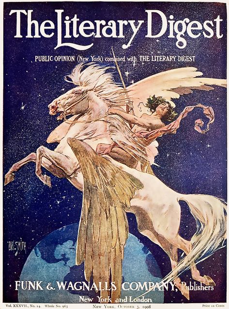 SMITH, Dan. The Literary Digest, Oct. 3, 1908. Magazine Cover Illustration, Pine Ridge Reservation, Literary Journal, Wounded Knee, Graphic Design Magazine, Art Of Healing, Horse Magazine, Literary Magazine, Flying Horse