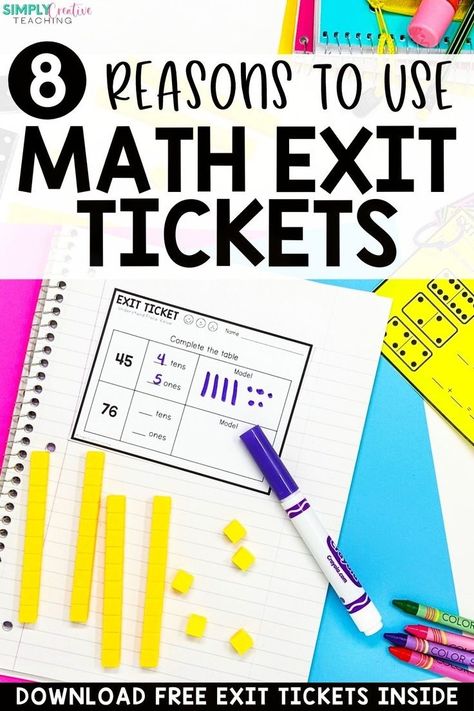 Are you looking for an easy and effective way to assess math in your early elementary classroom? Learn why math exit tickets are the solutions! These quick checks are a great way to implement formative assessment in an easy way. Use the data, including the student self-assessment piece, to adjust targeted guided math groups for math centers and instruction. Get implementation ideas and FREE exit tickets for kindergarten, first grade, and 2nd grade. Learn more here! Math Exit Tickets, Free Math Centers, Student Self Assessment, Guided Math Groups, Teaching Second Grade, Math Assessment, Math Groups, Math Instruction, Exit Tickets