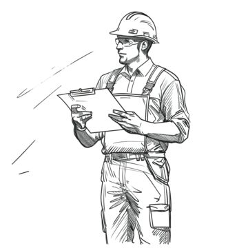 Engineer Pose Reference, Engineering Sketches Drawings, Engineer Drawing Sketch, Jobs Drawing, Engineer Drawing, Engineer Cartoon, Civil Engineering Works, Construction Helmet, Naruto Games