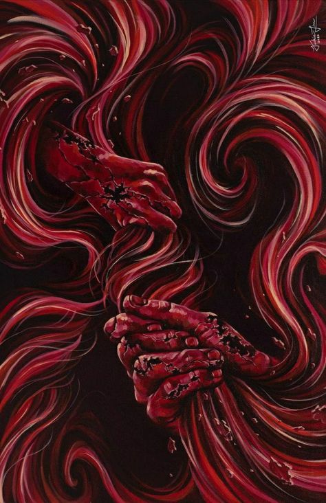 Crazy Paintings On Canvas, Jackie Liu Art, Red Acrylic Painting Ideas, Dark Abstract Art, Angry Art, Rage Art, Exploration Art, Emotional Painting, Landscape Tattoo