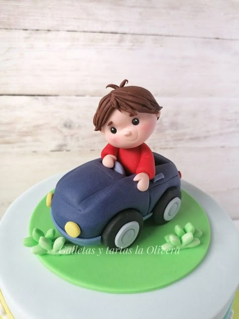 Fondant Car Topper, Fondant Car Tutorial, Car Cake Design For Boys, Car Fondant, Tom Cake, One Year Birthday Cake, Cars Theme Cake, Cake Designs For Boy