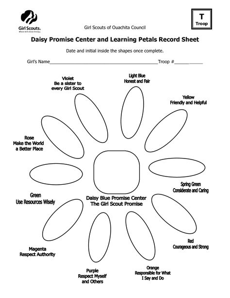 Girl Scout Crafts Daisy, Girl Scout Coloring Pages, Scout Coloring Pages, Girl Scout Daisy Petals, Girl Scout Daisy Activities, Girl Scout Meeting Ideas, Girl Scout Promise, Girl Scout Law, Girl Scout Troop Leader