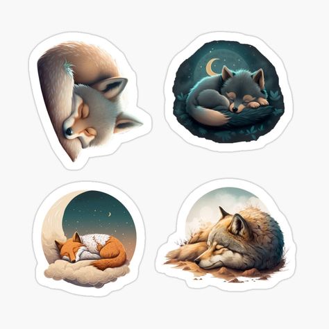 Wolf Sleeping, Sleeping Wolf, Wolf Sticker, Blue Wolf, Wolf Design, Black Artists, Sticker Set, Graphic Illustration, Top Artists