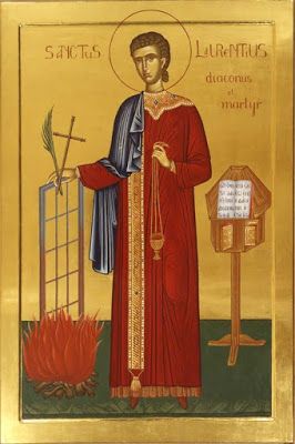 Saint Lawrence of Rome as a Model Deacon (St. Ambrose of Milan) | MYSTAGOGY RESOURCE CENTER St Lawrence Martyr, Catholic Icons, St Ambrose, Saint Lawrence, You Found Me, St Lawrence, Byzantine Art, Byzantine Icons, Religious Images