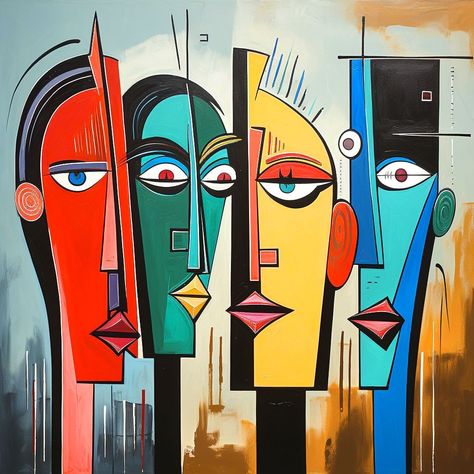 Kobism Painting, Famous Art Paintings, Cubist Art, Cubism Art, African Art Paintings, Picasso Art, Hur Man Målar, Soyut Sanat Tabloları, Africa Art