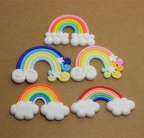 Cercei Din Lut Polimeric, Fimo Kawaii, Clay Rainbow, Rainbow Craft, Rainbow Clouds, Fashion City, Clay Diy Projects, Cute Polymer Clay, Kraf Diy