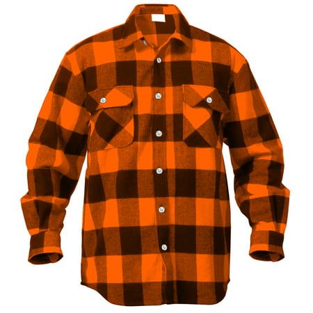 Orange Flannel, Buffalo Plaid Flannel, Mens Fashion Rugged, Flannel Shirts, Mens Flannel Shirt, Casual Long Sleeve Shirts, Mens Flannel, Orange Plaid, Red And Black Plaid