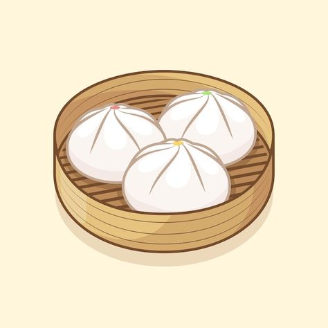 Cute Chinese Drawings, Bao Bun Illustration, Siopao Cartoon, Dimsum Drawing, Bao Drawing, Chinese Food Drawing, Bao Illustration, Dimsum Illustration, Dumpling Drawing