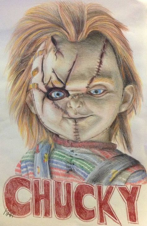 Pictures Of Chucky, Chucky Poster, Chucky Drawing, Disney Halloween Coloring Pages, Drawings In Pencil, Chucky Movies, Chucky Horror Movie, Madara Susanoo, Scary Drawings