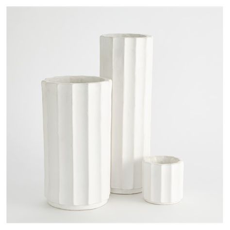 Fluted Column Vase-Matte White Column Vase, Parsons Table, Fluted Columns, Roman Architecture, High Point Market, Global Views, Furniture Factory, Italian Ceramics, Vase Set