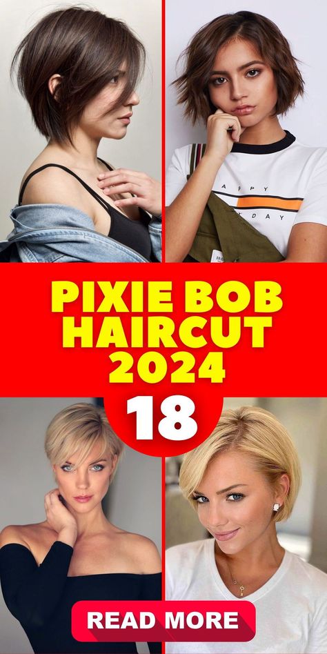 The pixie bob haircut is set to be a hit in 2024, especially for those with round faces. It's suitable for all ages, including individuals in their 50s and 60s. Whether you prefer a long or short style, the pixie bob offers versatility. If you have thick hair, it's a great choice. For a modern edge, consider an undercut, and if your hair is wavy or curly, the pixie bob will showcase your natural beauty. Embrace the Korean-inspired trend for a unique and fashionable look. Undercut Bob Haircut For Thick Hair, Pixie Bob Haircut For Round Faces, Long Pixie Round Face, Pixie Bob For Round Face, Boho Pixie Hair, Pixie Bob Round Face, Short Bob 2024 Trends, Pixie Haircut Long Face, 2024 Pixie Trends