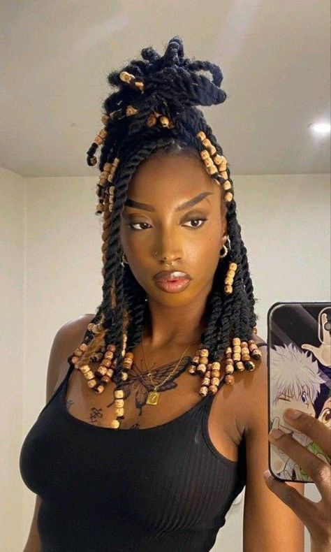 Twist With Beads, Short Locs Hairstyles, Marley Hair, Goddess Braids Hairstyles, Hair Photography, Twist Braid Hairstyles, Hair Twist Styles, Box Braids Styling, Braids With Beads