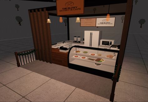 Roblox My Restaurant Ideas, Restaraunt Tycoon 2 Ideas, Bloxburg Small Cafe, Bloxburg Food Stand Ideas, Roblox Restaurant Tycoon 2 Design Ideas, Restaurant Tycoon Roblox Designs, 3008 Base, Bloxburg Cafe, Scp 3008