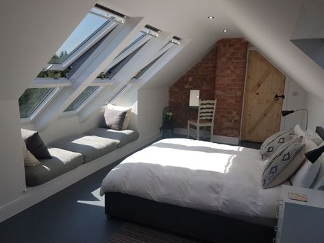 Small Velux Loft Conversion Bedroom, Loft Bedroom Conversion, Small Velux Loft Conversion, Narrow Loft Bedroom, Low Roof Loft Conversion, Sloped Bedroom Ceiling Ideas, Master Suite Loft Conversion, Loft Conversion 2 Bedrooms, 2 Bedroom Loft Conversion