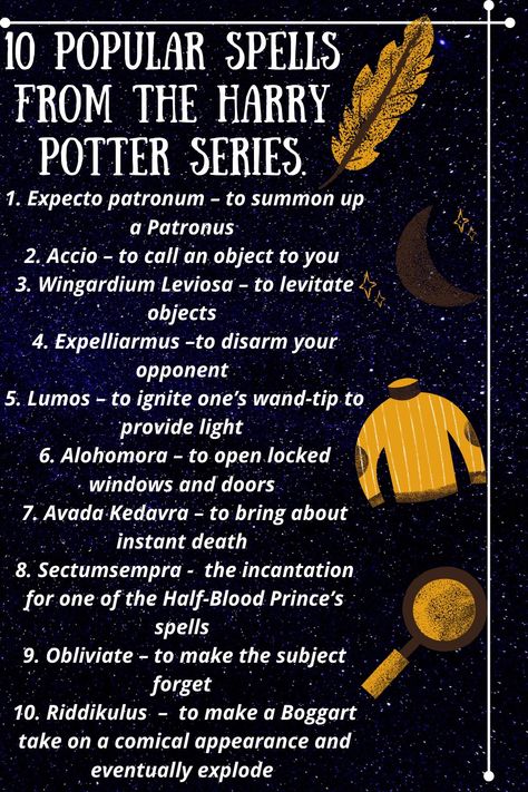 Harry Potter spells with meanings. Hope you find it helpful. Spells Of Harry Potter, Spells From Harry Potter, Harry Potter Spells And Meanings, Harry Potter Spells List And Meanings, Spells In Harry Potter, Harry Potter Letter Printable, All Harry Potter Spells, Harry Potter Journal Ideas, Legacies Spells