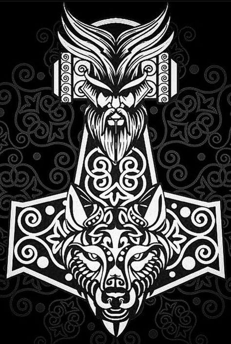 Norse Flower Tattoo, Mjolnir Tattoo Norse Mythology, Mjolnir Tattoo Design, Thors Hammer Tattoo, Celtic Warrior Tattoos, Thor Hammer Tattoo, Mjolnir Tattoo, Viking Tattoos For Men, Viking Warrior Tattoos