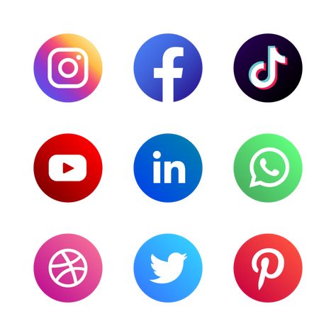 Media Logo Design Ideas, All Social Media Logos, Social Media Symbols, Social Media Clipart, Social Media Logo Design, Email Logo, Logo Tiktok, Social Logo, Icons Social Media