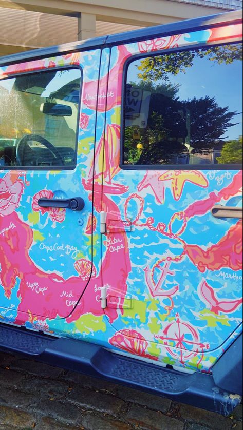 Preppy Jeep, Jeep Painting, Preppy Instagram, Nantucket Preppy, Preppy Zepeto, Preppy Car, Beach Jeep, Preppy Vsco, School Car