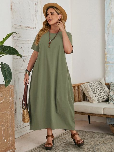 Plain Tunic, Army Green Dress, Black Floral Maxi Dress, Flounce Hem Dress, Bodycon Sweater Dress, Graphic Dress, Vestido Plus Size, Summer Plus Size, Ruched Bodycon Dress