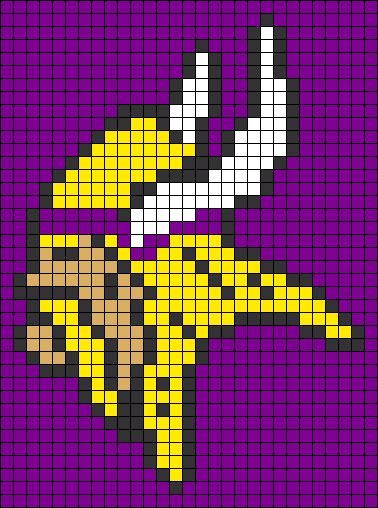 Vikings Logo, Minnesota Vikings Logo, Grid Patterns, Viking Logo, Logo Football, Viking Helmet, Pixel Drawing, Pixel Crochet, Pixel Design