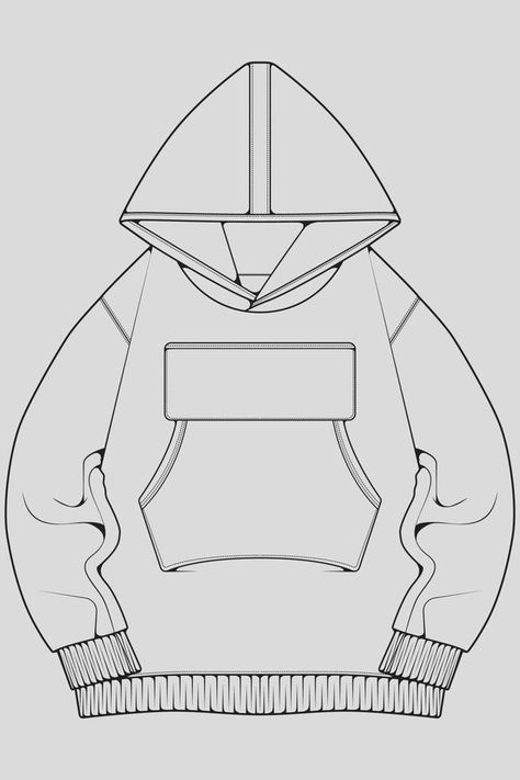 Hoodie Vector, Jackets Sweaters, Flat Sketches, Outline Drawing, Drawing Vector, Sketch Style, Unique Hoodies, Hoodie Oversize, Fashion Sketch