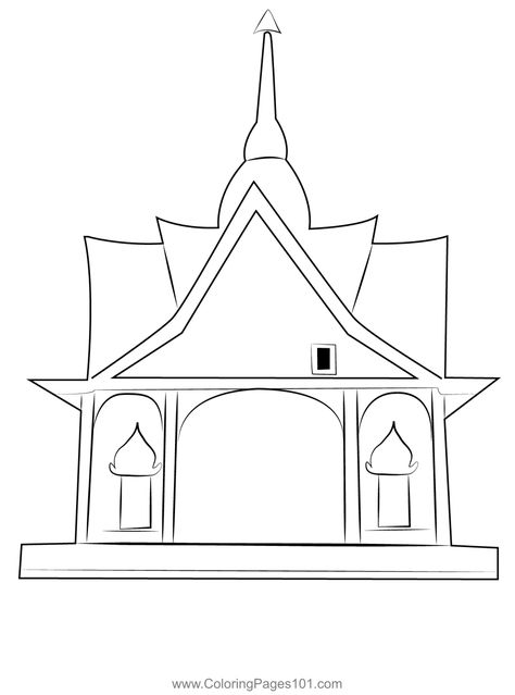 Thai Temple Coloring Page Temple Coloring Page, Temple Drawing, Thai Temple, House Colouring Pages, Thai House, Colouring Pages, Free Kids, Printable Coloring Pages, Printable Coloring