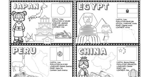 If you are wanting to teach kids  countries for kids  this is a fun, free printable to teach kids about 18 countries - perfect for preschool... Canada Coloring Page, Country Coloring Pages, Countries For Kids, Around The World Theme, Kindergarten Social Studies, Homeschool Inspiration, Country Kids, Coloring Sheets For Kids, World Geography