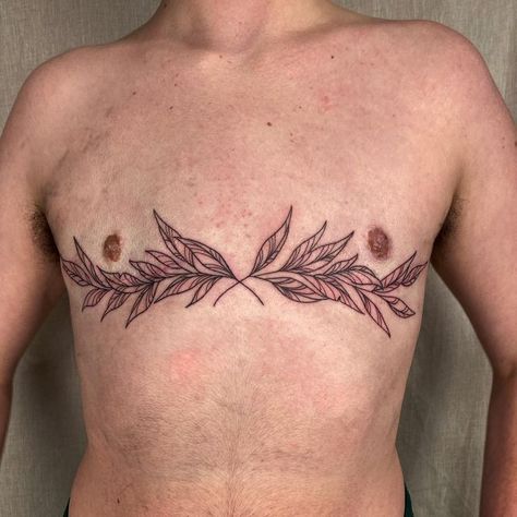 Masc Chest Tattoo, Trans Ftm Tattoo Ideas, Ftm Top Surgery Scar Tattoo, Post Top Surgery Tattoos, Top Surgery Scars Aesthetic, Top Surgery Cover Up Tattoo, Ftm Chest Tattoo, Trans Chest Tattoo, Top Surgery Tattoo Ideas