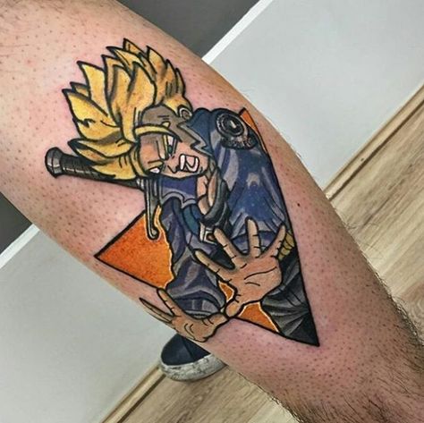 Trunks Tattoo #trunkstattoo#trunks #dragonballtattoos Trunks Tattoo Ideas, Trunks Dbz Tattoo, Trunks Tattoo, Future Trunks Dbz, Anime Sleeve, Dbz Tattoo, Tats Ideas, Trunks Dbz, Ball Tattoo