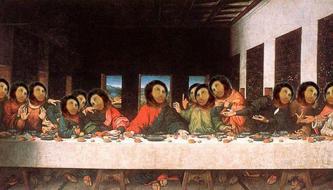 Hilarious Internet Reactions to the Botched Ecce Homo Restoration | Bored Panda Da Vinci Last Supper, The Last Supper Painting, Jesus Last Supper, Istoria Artei, Dishwasher Cover, The Last Supper, Great Paintings, Last Supper, Painting Reproductions