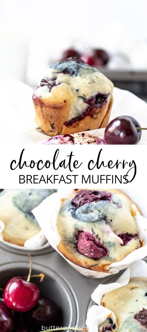 Chocolate Cherry Muffins, Cherry Breakfast, Fresh Cherry Recipes, Muffins For Breakfast, Cherry Muffins, Delicious Muffins, Healthy Oatmeal Cookies, Cherry Desserts, Cherry Recipes