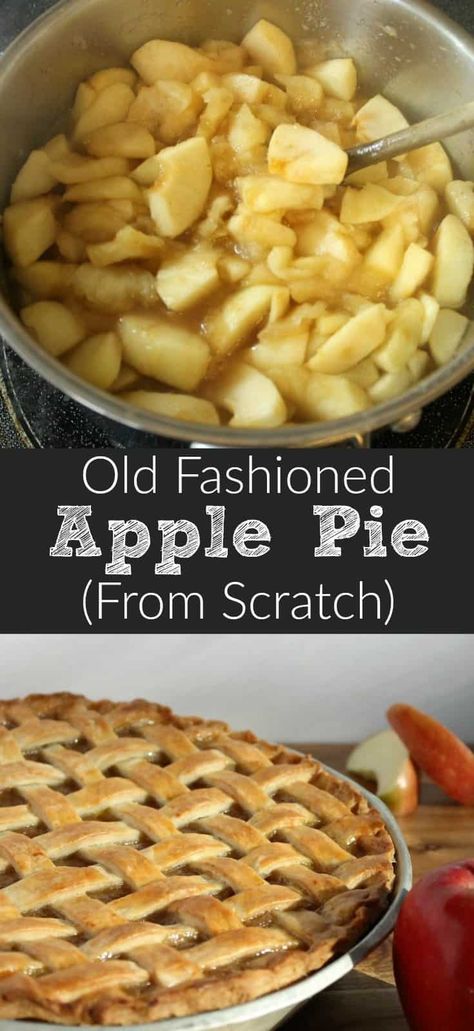 Who doesn't love a good apple pie!? With a beautiful lattice top, this old fashioned, homemade apple pie recipe is great for beginners. A complete step by step guide to making the crust, filling, and lattice! #applepie #pie #fromscratch #baking Homemade Apple Pie Recipe, Old Fashioned Apple Pie, Apple Pie From Scratch, Apple Pie Recipe Homemade, Apple Pie Recipe Easy, Homemade Apple Pie Filling, Homemade Apple Pie, Best Apple Pie, Easy Pie Recipes