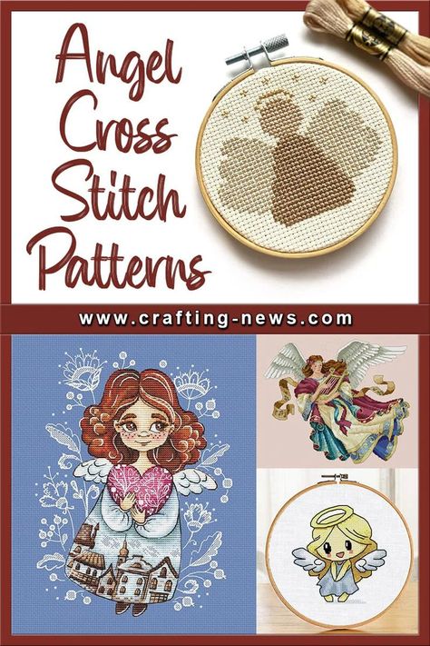 19 Angel Cross Stitch Patterns Free Blanket Knitting Patterns, Free Sweater Knitting Patterns, Free Hand Embroidery Patterns, Cross Stitch Patterns Free Disney, Printable Crochet Patterns, Angel Cross Stitch, Unique Cross Stitch, Cross Stitch Tutorial, Knitting Patterns Free Blanket