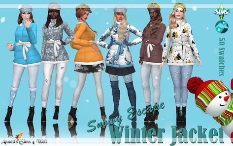 Annett's Sims 4 Welt: Winter Jacket - Snowy Escape Snowy Escape Cc, Sims 4 Snowy Escape Cc, Snowy Escape, Vampire Dress, Hayden Williams, Corset Skirt, Gothic Corset, Ski Fashion, Sims 1