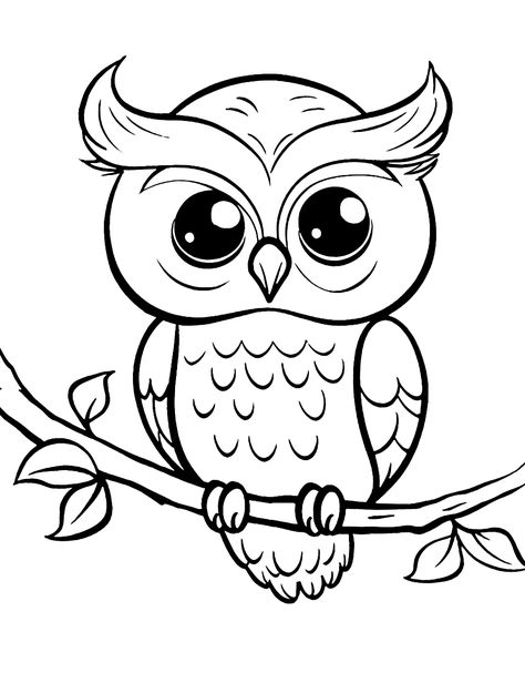 Owl Coloring Pages Free Printable, Owl Cute Drawing, Easy Owl Drawing, Baby Animal Coloring Pages, Cute Owl Art, Cute Owl Drawing, Owl Printable, Owl Drawing, Owl Coloring Pages