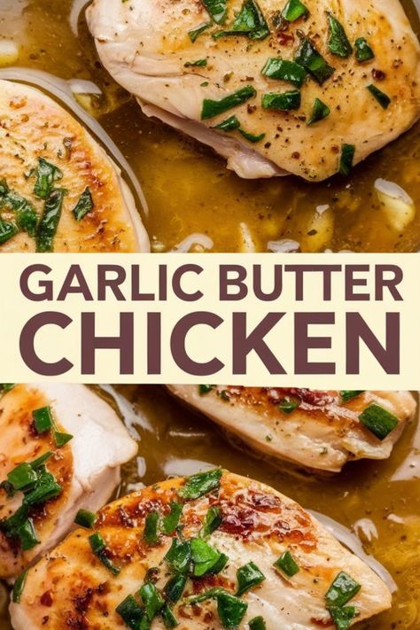 Garlic butter chicken breasts with fresh herbs and a rich sauce. Garlic Butter Chicken Recipes, Light Sauce, Comfort Desserts, Healthy Family Dinners, Butter Chicken Recipe, Weeknight Dinner Recipes Easy, Garlic Butter Chicken, Tender Chicken Breast, Garlic Butter Sauce