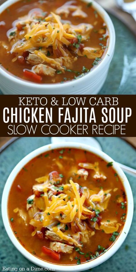 Crock Pot Chicken Fajita Soup is easy to make and tasty. The entire family will enjoy this Low Carb Crock Pot Chicken Fajita Soup recipe. You must try it! Low Carb Crock Pot, Fajita Soup Recipe, Fajita Soup, Chicken Fajita Soup, Breakfast Low Carb, Crock Pot Recipes, Crock Pot Chicken, Resep Diet, Low Carb Diets