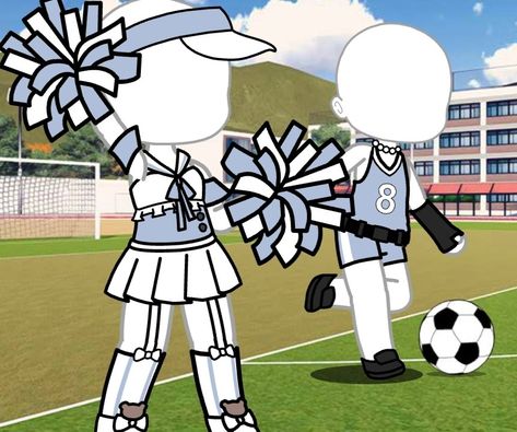 Gacha Life Outfits Cheerleader, Gacha Cheerleader Outfit, Gacha Life School Uniforms, School Sports Outfits, Gacha Life Outfit Ideas, Gachalife Girl Outfits, Cow Logo, Gacha Clothes, Drawing Cartoon Faces